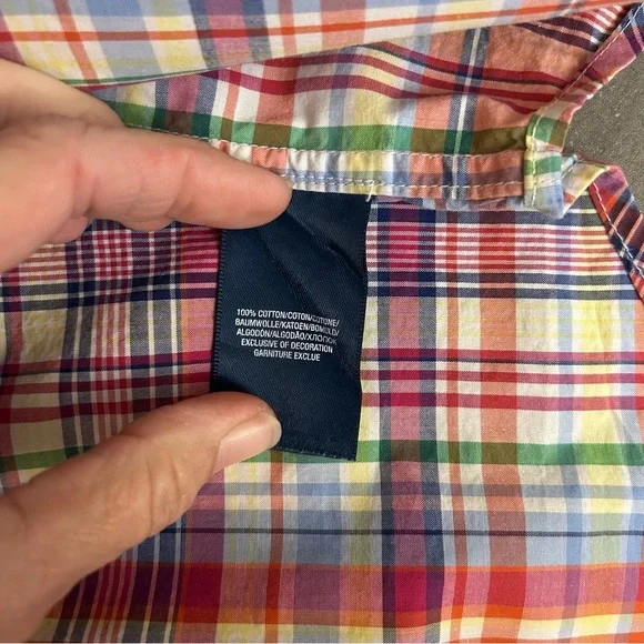 Ralph Lauren Boy’s Orange Plaid Short Sleeve Button Down Shirt Size 12 Months - Picture 4 of 6